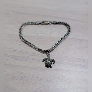 Silver Turtle Charm Bracelet